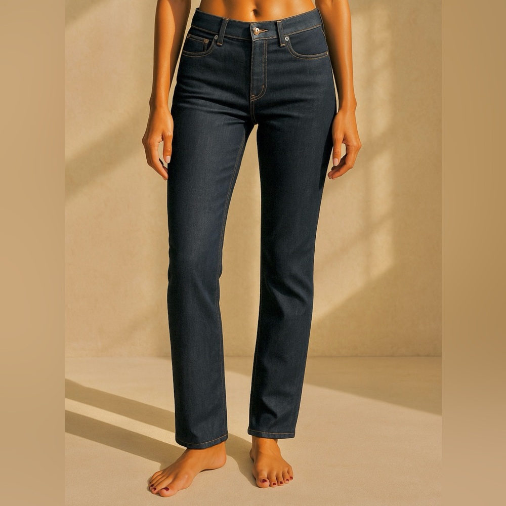 PRADA Dark Wash Mid High Rise Straight Leg Jeans Women Luxury Designer Denim 33 - Picture 3 of 17